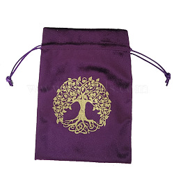Velvet Tarot Cards Storage Bags, Tarot Desk Storage Holder, Purple, Tree of Life Pattern, 18x13cm(ZODI-PW0002-01I-02)