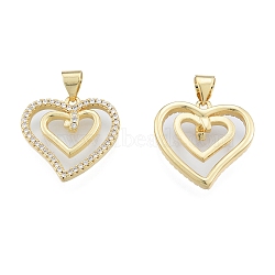 Brass Micro Pave Clear Cubic Zirconia Pendants, Hollow, Heart, Real 18K Gold Plated, 18x19x3mm, Hole: 3.5x4mm(KK-G431-07G)