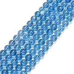 Natural Quartz Crystal Beads Strands, Imitation Kyanite, Round, Dyed & Heated, Steel Blue, 8mm, Hole: 1mm, about 46pcs/strand, 15 inch(G-G099-8mm-21)