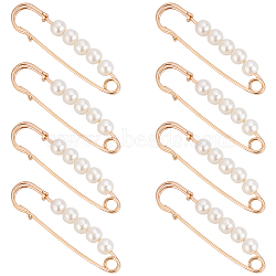 10Pcs Zinc Alloy Adjustable Jean Paper Clip, with Plastic Beads, Waist Tightener, Sewing Fasteners for Garment Accessories, Light Gold, 63.5x16x7.5mm(FIND-LP0001-61)