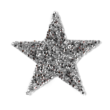 Glitter Hotfix Acrylic Rhinestone, Iron on Patches, Dress Shoes Garment Decoration, Star, Clear, 8x8x0.25cm