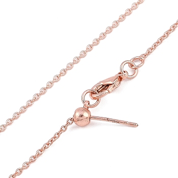 1mm Rack Plating Brass Cable Chain Adjustable Slider Necklaces for Women Men, Cadmium Free & Lead Free, 901 Stainless Steel Clasp, Long-Lasting Plated, Rose Gold, 17.72 inch(45cm)