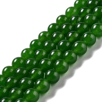 Natural & Dyed Malaysia Jade Bead Strands, Imitation Taiwan Jade, Round, Dark Olive Green, 6mm, Hole: 0.8mm, about 64pcs/strand, 15 inch