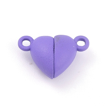 Alloy Magnetic Clasps with Loops, Heart, Lilac, 15x9.5x6mm, Hole: 1.5mm