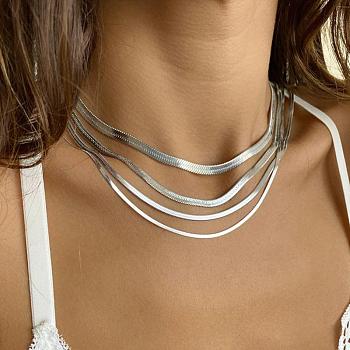 304 Stainless Steel Snake Chain Necklaces for Women, Stainless Steel Color, 5mm, 21.65 inch(55cm)