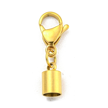 304 Stainless Steel Cord Ends, with Lobster Claw Clasps, Golden, 27mm, Inner Diameter: 5mm