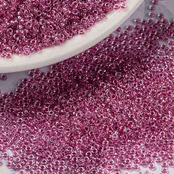 MIYUKI Round Rocailles Beads, Japanese Seed Beads, (RR1524) Sparkling Peony Pink Lined Crystal, 15/0, 1.5mm, Hole: 0.7mm, about 5555pcs/bottle, 10g/bottle