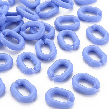 Opaque Acrylic Linking Rings, Quick Link Connectors, For Jewelry Chains Making, Frosted, Oval, Cornflower Blue, 19.5x15x5mm, Inner Diameter: 6x11
mm