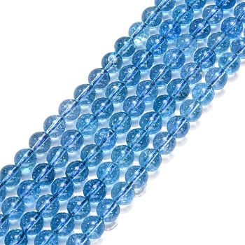 Natural Quartz Crystal Beads Strands, Imitation Kyanite, Round, Dyed & Heated, Steel Blue, 8mm, Hole: 1mm, about 46pcs/strand, 15 inch