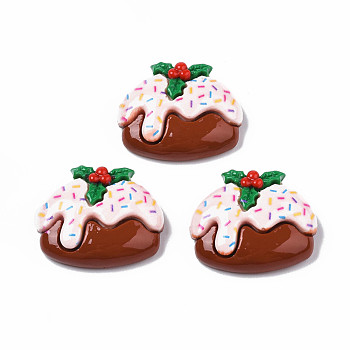 Christmas Theme Opaque Resin Decoden Cabochons, Cake, Saddle Brown, 22x27x8mm