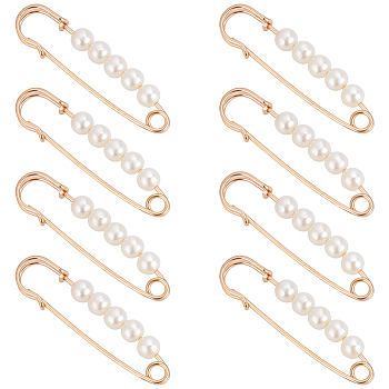 10Pcs Zinc Alloy Adjustable Jean Paper Clip, with Plastic Beads, Waist Tightener, Sewing Fasteners for Garment Accessories, Light Gold, 63.5x16x7.5mm