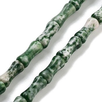 Natural Green Spot Jasper Beads Strands, Bamboo Joint, 12x5x4mm, Hole: 1mm, about 32pcs/strand, 14.96''(38cm)