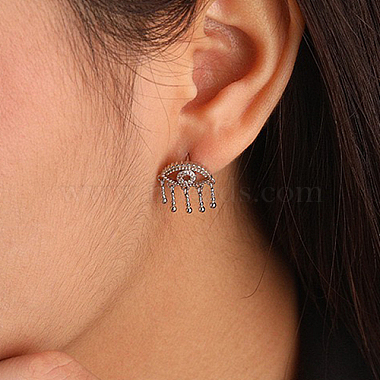 Boucles d'oreilles à tige en argent sterling plaqué rhodium 925 avec micro pavé de zircones cubiques(HN3169-2)-2