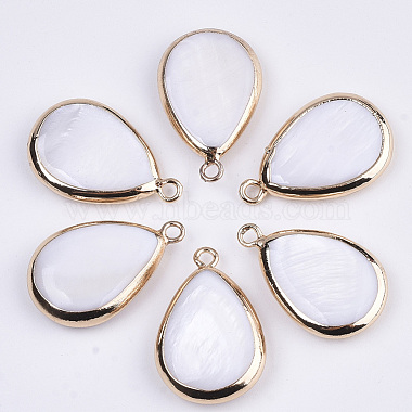 Golden Seashell Color Teardrop Freshwater Shell Pendants