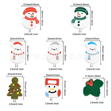 8Pcs 8 Style Christmas Theme Food Grade Eco-Friendly Silicone Beads(SIL-CA0001-54)-2