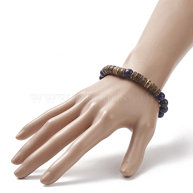 Natural Gemstone & Coconut Beaded Stretch Bracelet for Women(BJEW-JB09149)-6