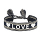 Bracelet cordon tressé motif mot amour en silicone avec pompons en polyester(VALE-PW0001-032B)-1