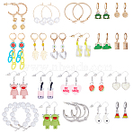 4 Styles Alloy Resin Hoop Earring Set for Women, Platinum & Golden, 26~63x5~19mm, 1bag/style(EJEW-UN0002-79)