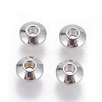 Tarnish Resistant 202 Stainless Steel Spacer Beads, Rondelle, Stainless Steel Color, 6x3mm, Hole: 2mm(STAS-F205-09P)