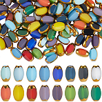 160Pcs 16 Colors Opaque Glass Beads, Rice, with Golden Tone Edge, Faceted, Mixed Color, 7x4.5x3.5mm, Hole: 1mm, 10pcs/color(GLAA-SC0003-49)