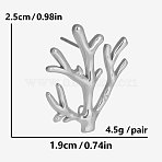 Elegant Ocean Coral 304 Stainless Steel Stud Earrings for Women, Vacation Style, Silver, 25x19mm(IC8591-1)