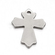 Latin Cross 304 Stainless Steel Stamping Blank Tag Pendants, Stainless Steel Color, 23x18x1.5mm, Hole: 2mm(STAS-N073-32)