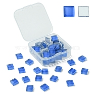 60Pcs Transparent Glass Cabochons, Square, Royal Blue, 9.8x9.8x4mm(GLAA-YW0003-65-33)