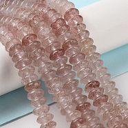Natural Strawberry Quartz Beads Strands, Saucer Beads, Rondelle, 6~6.5x3mm, Hole: 1mm, about 118~119pcs/strand, 15.35''(39cm)(G-Z030-A17-01)