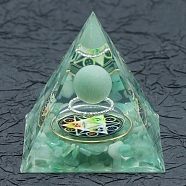 Resin Orgonite Pyramid, Green Aventurine Energy Generator, for Stress Reduce Healing Meditation Attract Wealth Lucky Room Decor, 60x60x60mm(PW-WG36540-02)