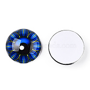 Glass Cabochons, Half Round with Eye, Kaleidoscope, Blue, 20x6.5mm(GGLA-T004-06F)