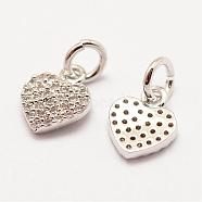 Brass Micro Pave Grade AAA Cubic Zirconia Charms, Long-Lasting Plated, Heart, Cadmium Free & Nickel Free & Lead Free, Real Platinum Plated, 9x8x1.5mm, Hole: 3mm(ZIRC-G090-16P-NR)