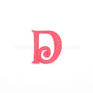 Computerized Embroidery Cloth Iron on/Sew on Patches, Costume Accessories, Appliques, Letter, Red, Letter.D,  26x22x1.4mm(DIY-TAC0007-90D)