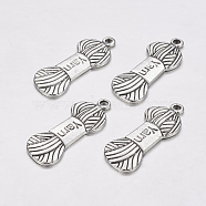 Tibetan Style Pendants, Lead Free & Cadmium Free, Yarn Clew, Antique Silver, 11x30x1mm, Hole: 2mm(X-TIBEP-3229-AS-RS)