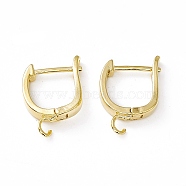 Brass Hoop Earring Findings with Latch Back Closure, with Horizontal Loops, Cadmium Free & Lead Free, Long-Lasting Plated, Real 24K Gold Plated, 16.5x12x2.5mm, Hole: 2mm, Pin: 0.9mm(KK-A172-19G)