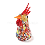 3D Rooster Handmade Lampwork Display Decoration, for Home Decoration, Colorful, 51x26.5x57mm(DJEW-C012-01)