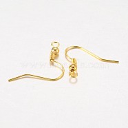 Iron Earring Hooks, Ear Wire, with Horizontal Loop, Cadmium Free & Lead Free, Golden, 17~19x0.8mm, Hole: 2mm, 22 Gauge, Pin: 0.6mm(E135-G)