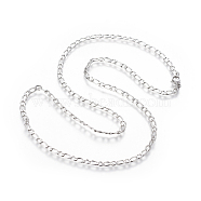 304 Stainless Steel Figaro Chain Necklaces, with Lobster Claw Clasps, Stainless Steel Color, 23.62 inch(60cm), 4mm(NJEW-E143-07P)