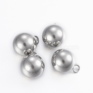 304 Stainless Steel Sphere Charms, Round Ball, Mixed Color, 11x8mm, Hole: 2mm(STAS-H394-12P)