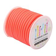 Synthetic Rubber Cord, Hollow, Wrapped Around White Plastic Spool, Orange Red, 5mm, Hole: 3mm, about 10.94yards/roll(10m/roll)(RCOR-JP0001-5mm-06)