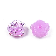 Opaque ABS Plastic Beads, Half Drilled, Flower, Violet, 15x16x6.5mm, Hole: 1.2mm(KY-G019-02F)
