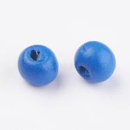 Natural Wood Beads, Dyed, Round, Dodger Blue, 8x7mm, Hole: 2~3mm(X-WOOD-Q030-58F)