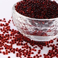12/0 Glass Seed Beads, Inside Colors, Dark Red, 2mm, about 30000pcs/pound(SDB310)