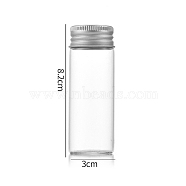 Clear Glass Bottles Bead Containers, Screw Top Bead Storage Tubes with Aluminum Cap, Column, Silver, 3x8cm, Capacity: 40ml(1.35fl. oz)(CON-WH0085-75F-01)