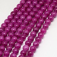 Natural Yellow Jade Beads Strands, Dyed, Round, Medium Violet Red, 6mm, Hole: 1mm, about 70pcs/strand, 15.75 inch(G-G598-6mm-YXS-12)