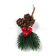 Christmas Theme Foam Imitation Berry & Plastic Pine Picks Decor, with Iron Wire, Natural Pine Cones,  for Christmas Table Party Home Decor, Leaf, 95x43x25mm(DIY-Z034-02C)