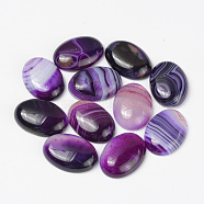 Natural Striped Agate/Banded Agate Cabochons, Dyed, Oval, Purple, 18x13x5mm(G-R415-13x18-11)