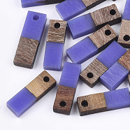 Resin & Wood Pendants, Rectangle, Mauve, 17x5.5x3~3.5mm, Hole: 1.5mm(X-RESI-S358-19F)