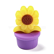 Sunflower Food Grade Eco-Friendly Silicone Beads, Chewing Beads For Teethers, DIY Nursing Necklaces Making, Medium Purple, 30x19mm, Hole: 1.5mm(SIL-B046-04)