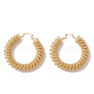 Brass Wire Wrap Hoop Earrings for Women, Real 18K Gold Plated, 46x46x9mm, Pin: 0.8mm(EJEW-A093-14G)