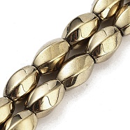 Synthetic Magnetic Hematite Beads Strands, Long-Lasting Plated, Twist, Light Gold Plated, 12~12.5x8~8.5mm, Hole: 1.2mm, about 32pcs/strand, 16.14''(41cm)(G-P545-G01-01C)